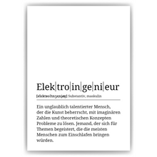 Laden Sie das Bild in den Galerie-Viewer, Elektroingenieur Poster Definition Kunstdruck Wandbild Geschenk