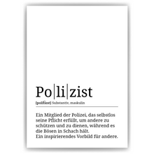 Laden Sie das Bild in den Galerie-Viewer, Polizist Poster Definition Kunstdruck Wandbild Geschenk