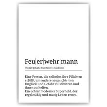 Laden Sie das Bild in den Galerie-Viewer, Feuerwehrmann Poster Definition Kunstdruck Wandbild Geschenk