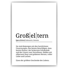 Laden Sie das Bild in den Galerie-Viewer, Großeltern Poster Definition - Oma Opa Geschenk Wandbild Wanddeko