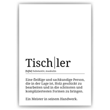 Laden Sie das Bild in den Galerie-Viewer, Tischler Poster Definition Kunstdruck Wandbild Geschenk