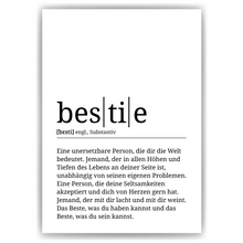 Laden Sie das Bild in den Galerie-Viewer, bestie Poster Definition - Beste Freundin Geschenk Freundinnen Wandbild