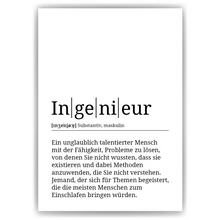Laden Sie das Bild in den Galerie-Viewer, Ingenieur Poster Definition Kunstdruck Wandbild Geschenk