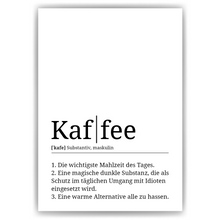 Laden Sie das Bild in den Galerie-Viewer, Kaffee Poster Definition - Kaffee Wandbild Barista Küche Wanddeko Kaffeeliebhaber Geschenk