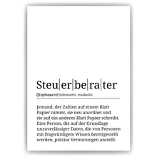 Laden Sie das Bild in den Galerie-Viewer, Steuerberater Poster Definition Kunstdruck Wandbild Geschenk