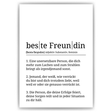 Laden Sie das Bild in den Galerie-Viewer, Beste Freundin Poster Definition - Besties Freundinnen Geschenk Wandbild