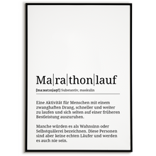 Laden Sie das Bild in den Galerie-Viewer, Marathonlauf Poster Definition Kunstdruck Wandbild Geschenk