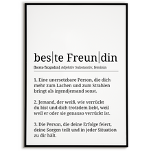 Laden Sie das Bild in den Galerie-Viewer, Beste Freundin Poster Definition - Besties Freundinnen Geschenk Wandbild