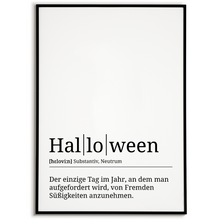 Laden Sie das Bild in den Galerie-Viewer, Halloween Poster Definition Kunstdruck Wandbild Geschenk
