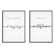 Laden Sie das Bild in den Galerie-Viewer, She is a Wildflower 2er Set Poster Niedlicher Spruch Wandbild Wohnzimmer Küche Flur Schlafzimmer Wanddeko
