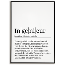 Laden Sie das Bild in den Galerie-Viewer, Ingenieur Poster Definition Kunstdruck Wandbild Geschenk