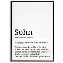 Laden Sie das Bild in den Galerie-Viewer, Sohn Poster Definition - Sohn Geschenk Wandbild