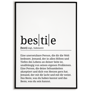 bestie Poster Definition - Beste Freundin Geschenk Freundinnen Wandbild