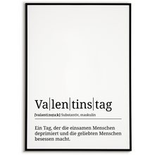 Laden Sie das Bild in den Galerie-Viewer, Valentinstag Poster Definition Liebesposter Kunstdruck Wandbild Geschenk