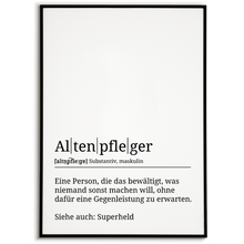 Laden Sie das Bild in den Galerie-Viewer, Altenpfleger Poster Definition