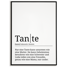 Laden Sie das Bild in den Galerie-Viewer, Tante Poster Definition - Wandbild Geschenk