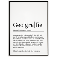 Laden Sie das Bild in den Galerie-Viewer, Geografie Poster Definition Kunstdruck Wandbild Geschenk