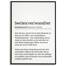 Laden Sie das Bild in den Galerie-Viewer, Seelenverwandter Poster Definition - Valentinstag Liebesposter Geschenk