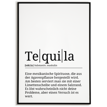 Laden Sie das Bild in den Galerie-Viewer, Tequila Poster Definition Kunstdruck Wandbild Geschenk
