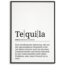 Laden Sie das Bild in den Galerie-Viewer, Tequila Poster Definition Kunstdruck Wandbild Geschenk
