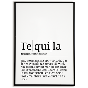 Tequila Poster Definition Kunstdruck Wandbild Geschenk