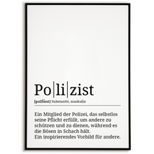 Laden Sie das Bild in den Galerie-Viewer, Polizist Poster Definition Kunstdruck Wandbild Geschenk