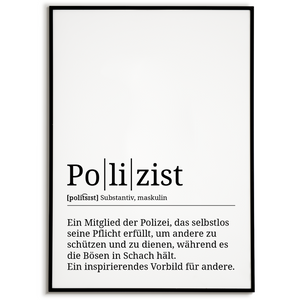 Polizist Poster Definition Kunstdruck Wandbild Geschenk