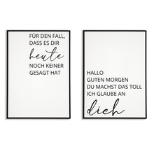 Laden Sie das Bild in den Galerie-Viewer, 2er Set Poster Motivation Wohnzimmer Küche Flur Schlafzimmer Wandbild Zuhause Wanddeko