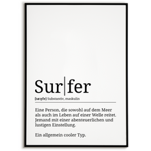 Laden Sie das Bild in den Galerie-Viewer, Surfer Poster Definition Kunstdruck Wandbild Geschenk