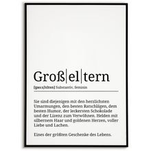 Laden Sie das Bild in den Galerie-Viewer, Großeltern Poster Definition - Oma Opa Geschenk Wandbild Wanddeko