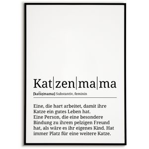 Katzenmama Poster Definition - Katzenbesitzer Geschenk Wandbild