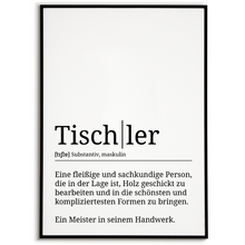 Laden Sie das Bild in den Galerie-Viewer, Tischler Poster Definition Kunstdruck Wandbild Geschenk