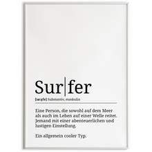 Laden Sie das Bild in den Galerie-Viewer, Surfer Poster Definition Kunstdruck Wandbild Geschenk
