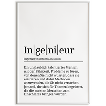 Laden Sie das Bild in den Galerie-Viewer, Ingenieur Poster Definition Kunstdruck Wandbild Geschenk