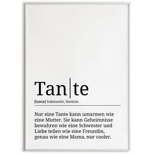 Tante Poster Definition - Wandbild Geschenk