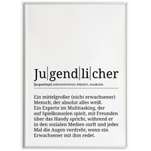 Laden Sie das Bild in den Galerie-Viewer, Jugendlicher Poster Definition - Teenager Jugendweihe Geschenk Wandbild