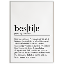 Laden Sie das Bild in den Galerie-Viewer, bestie Poster Definition - Beste Freundin Geschenk Freundinnen Wandbild