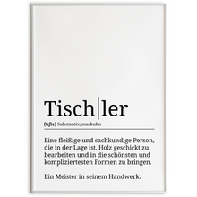 Laden Sie das Bild in den Galerie-Viewer, Tischler Poster Definition Kunstdruck Wandbild Geschenk