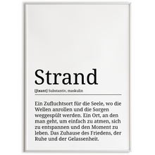 Laden Sie das Bild in den Galerie-Viewer, Strand Poster Definition Kunstdruck Wandbild Geschenk