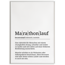 Laden Sie das Bild in den Galerie-Viewer, Marathonlauf Poster Definition Kunstdruck Wandbild Geschenk