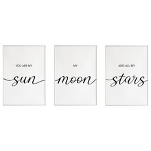 Laden Sie das Bild in den Galerie-Viewer, You are my Sun Moon Stars Kinderzimmer Poster 3er Set – Baby Wandbild Babyzimmer Wanddeko