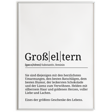 Laden Sie das Bild in den Galerie-Viewer, Großeltern Poster Definition - Oma Opa Geschenk Wandbild Wanddeko