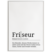 Laden Sie das Bild in den Galerie-Viewer, Friseur Poster Definition Kunstdruck Wandbild Geschenk