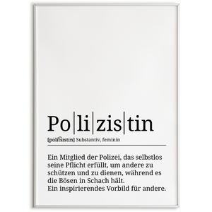 Polizistin Poster Definition Kunstdruck Wandbild Geschenk