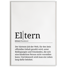 Laden Sie das Bild in den Galerie-Viewer, Eltern Poster Definition - Mama Papa Geschenk Wandbild