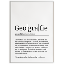 Laden Sie das Bild in den Galerie-Viewer, Geografie Poster Definition Kunstdruck Wandbild Geschenk