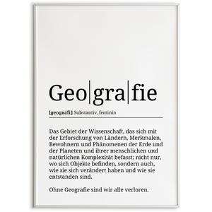 Geografie Poster Definition Kunstdruck Wandbild Geschenk