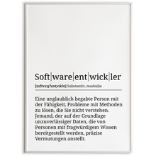 Laden Sie das Bild in den Galerie-Viewer, Softwareentwickler Poster Definition Kunstdruck Wandbild Geschenk