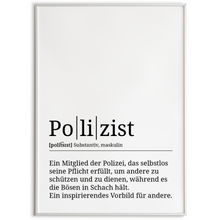 Laden Sie das Bild in den Galerie-Viewer, Polizist Poster Definition Kunstdruck Wandbild Geschenk