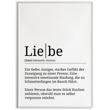 Laden Sie das Bild in den Galerie-Viewer, Liebe Poster Definition - Jahrestag Valentinstag Liebesposter Geschenk